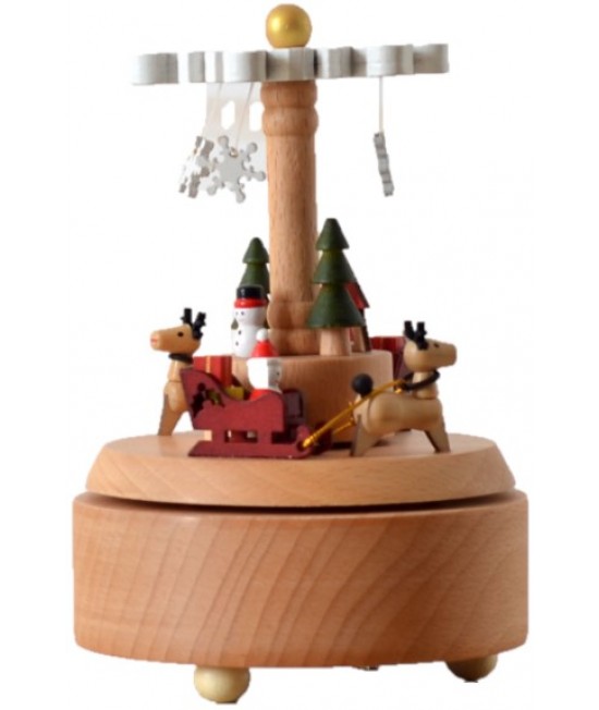 圓形聖誕節 木質音樂盒 MUSIC BOX